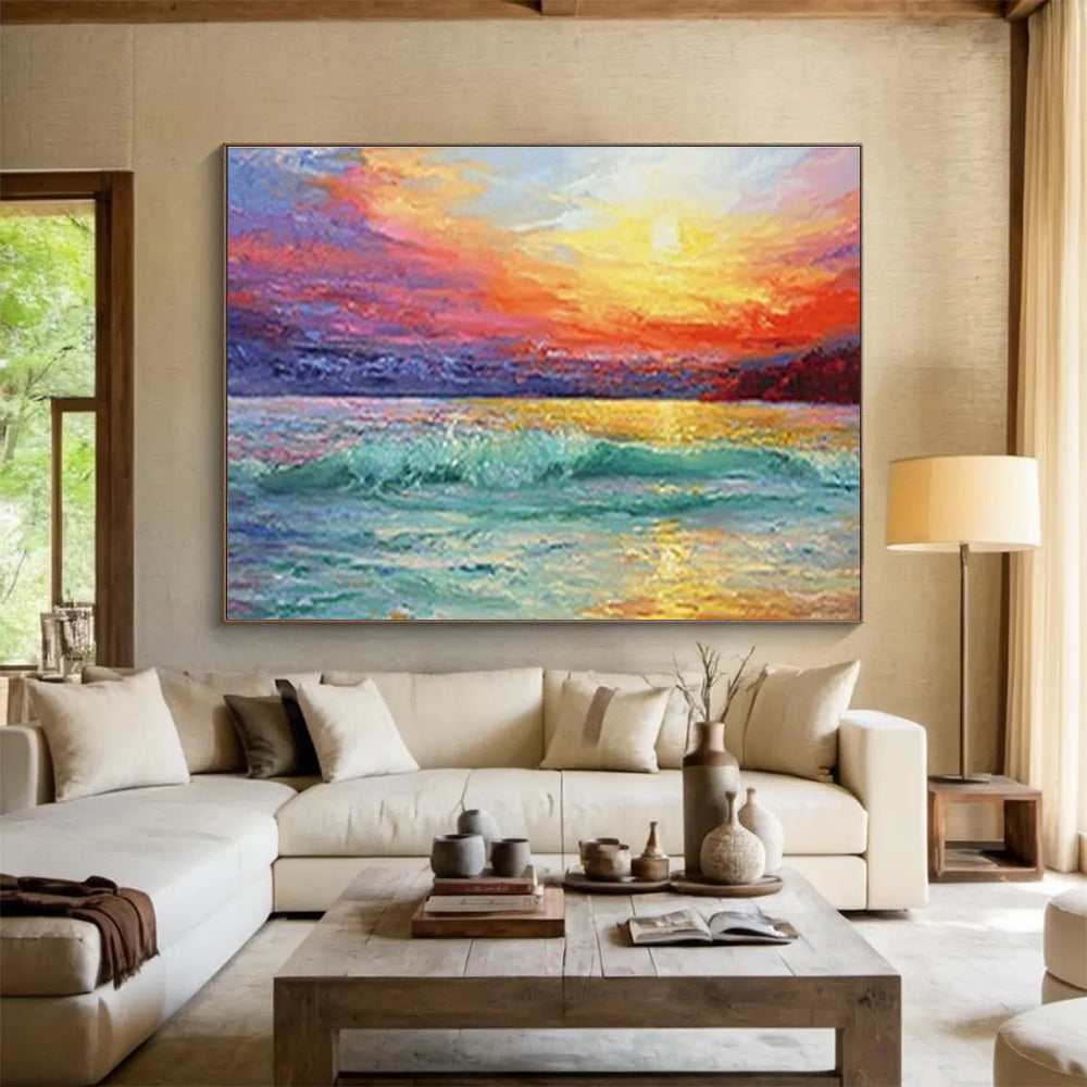 sunset canvas painting seaside design 3